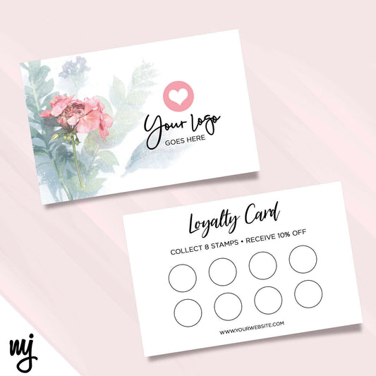 Custom Loyalty Card Printing | Floral Pink Feminine Generic Flower Design 02