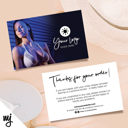 Custom Printed Ebay/etsy Thank You Cards | Spray Tan Fake Tan Tanning Sun Bed 02