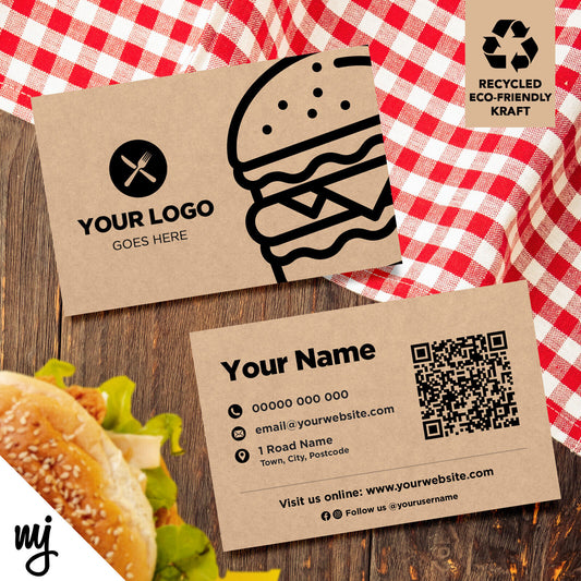 Kraft Business Cards Eco Recyclable | Fast Food Restaurant Takeaway Burger 01