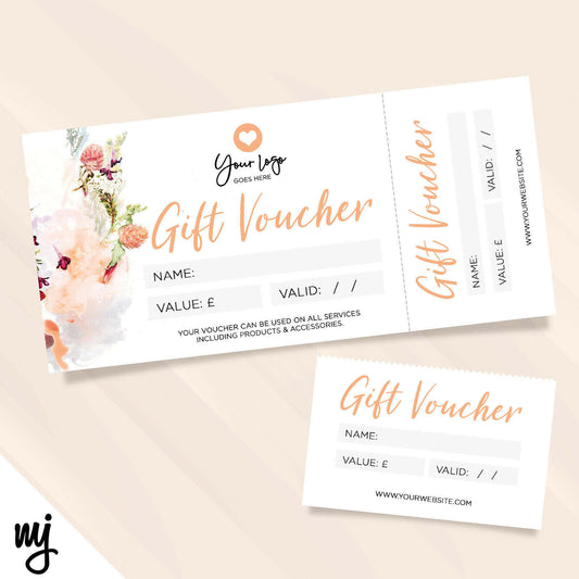 Custom Printed Gift Vouchers | Perforated | Floral Pink Feminine Flower 04