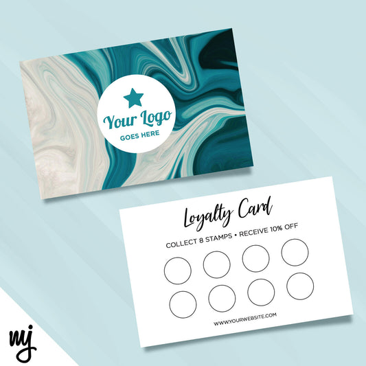 Custom Loyalty Card Printing | Blue White Dye Swirl Water Flow