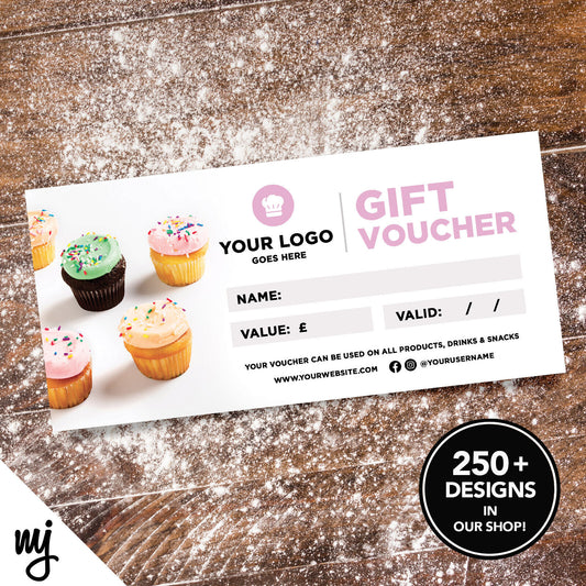 CUSTOM PRINTED BUSINESS GIFT VOUCHERS | BAKERY CAKE BREAD SHOP FOOD CAFE 06