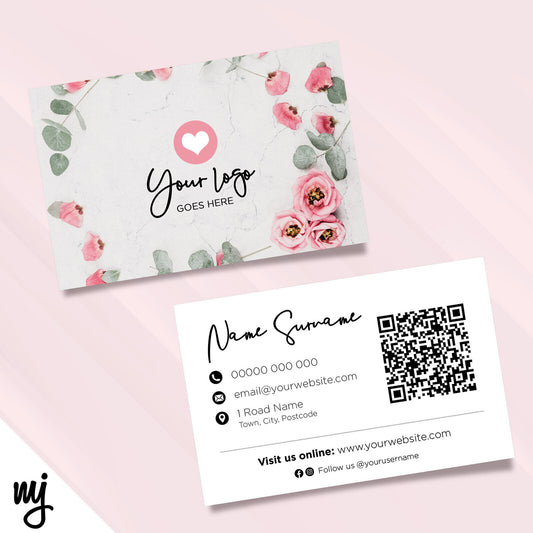 Custom Business Card Printing | Floral Pink Feminine Generic Flower Design 06