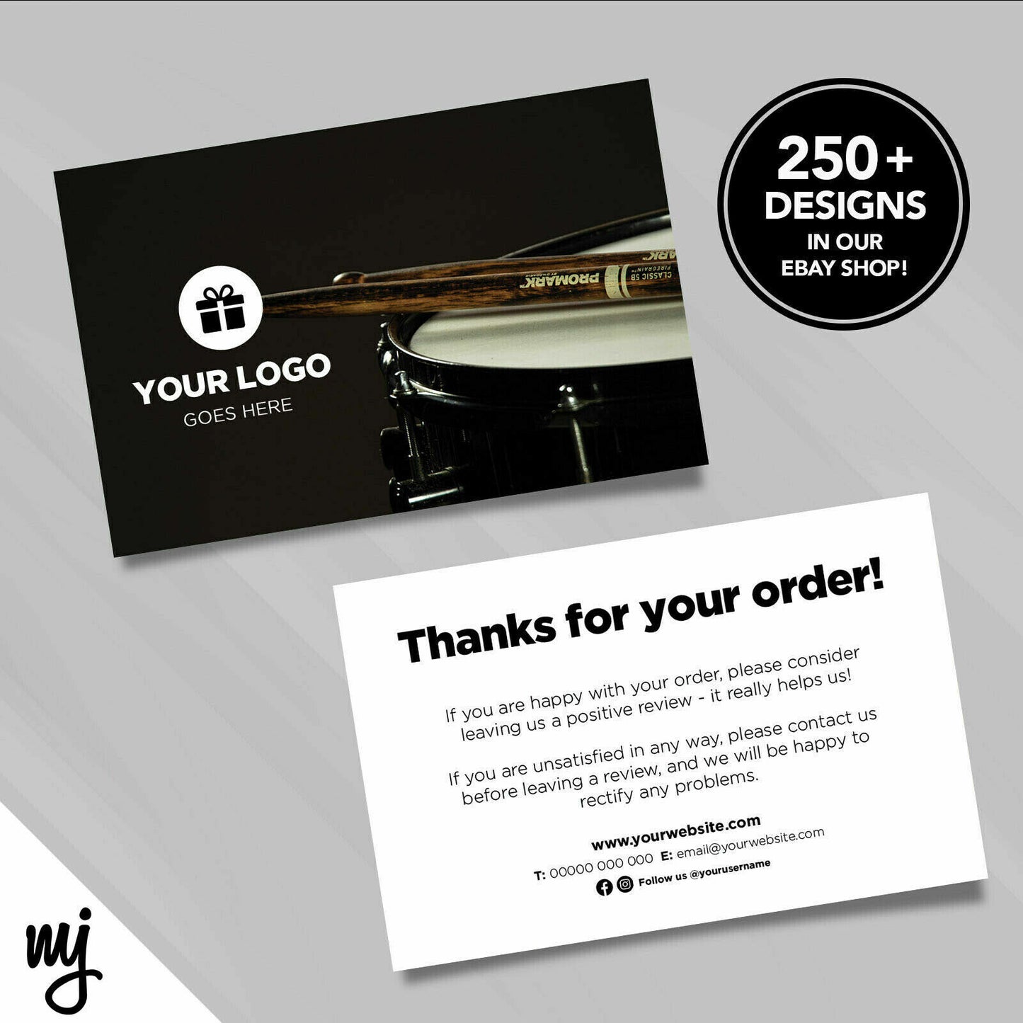 Custom Printed Ebay/etsy Thank You Cards | Music Shop Drum Supplies Business 5