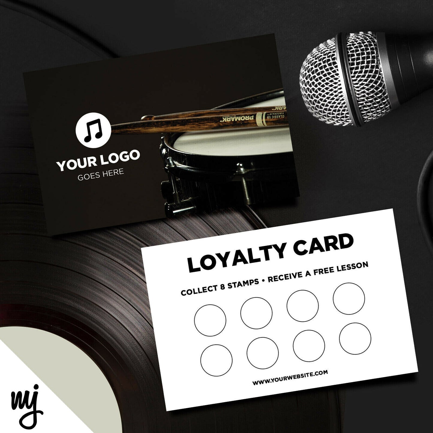 Custom Loyalty Card Printing | Drum Lesson Music Shop Gig Show Business 01