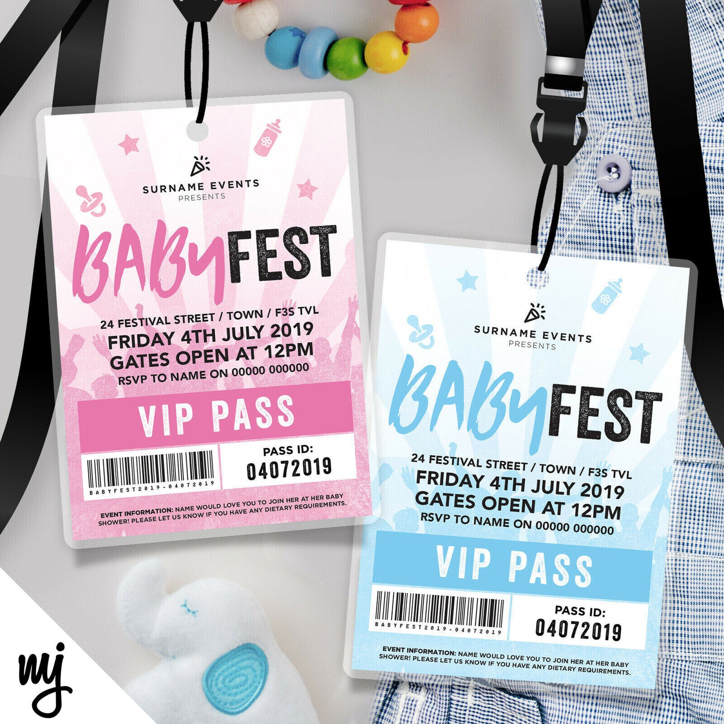 Babyfest Festival Baby Shower Vip Passes & Lanyards