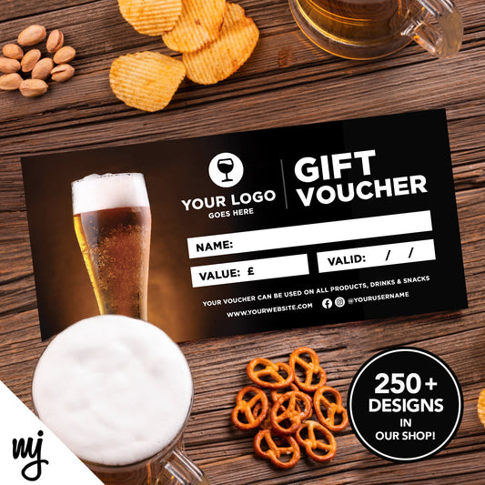 Custom Printed Business Gift Vouchers | Bar Restaurant Pub Beer Wine 02