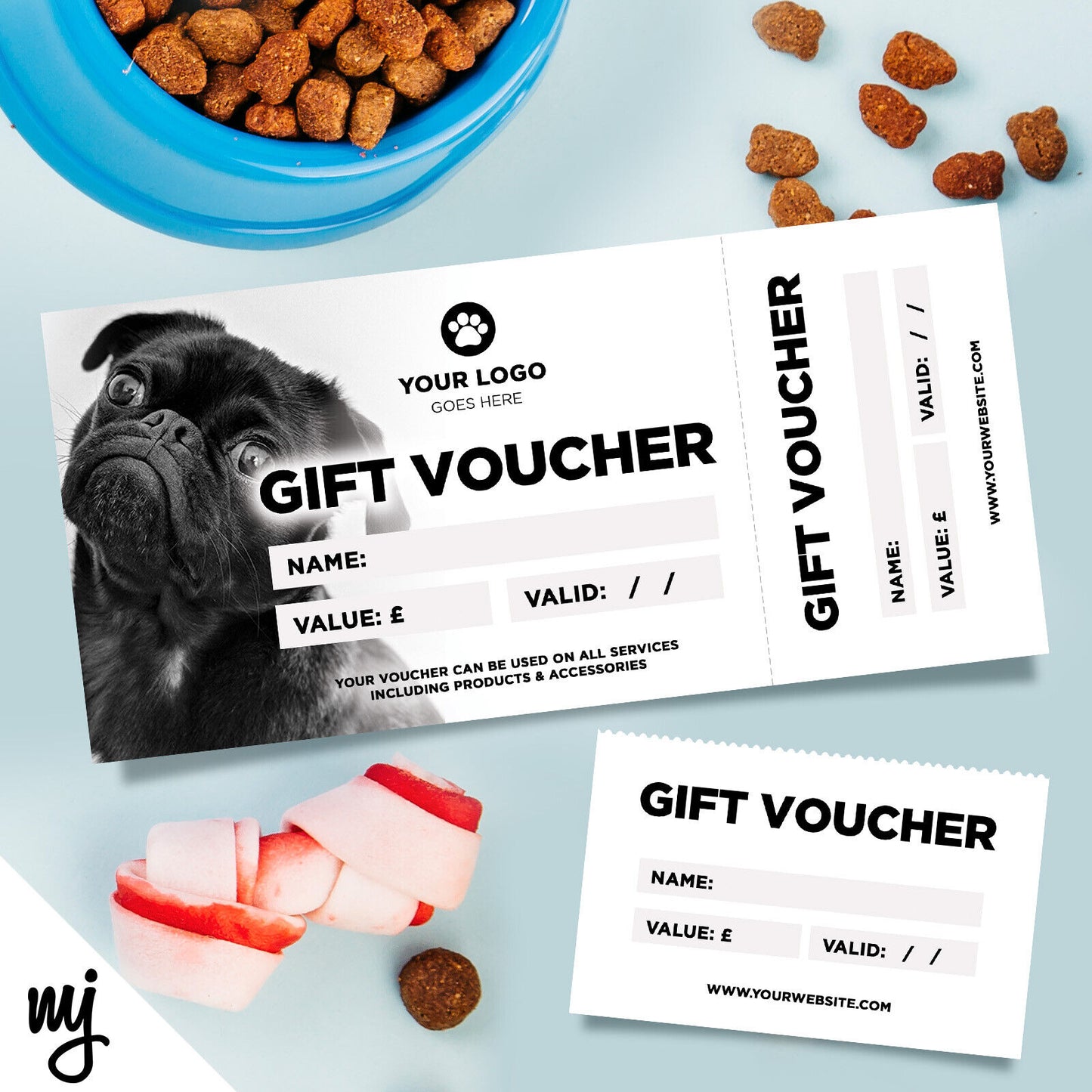 Custom Printed Gift Vouchers | Perforated | Dog Walking Sitter Pet Shop 06