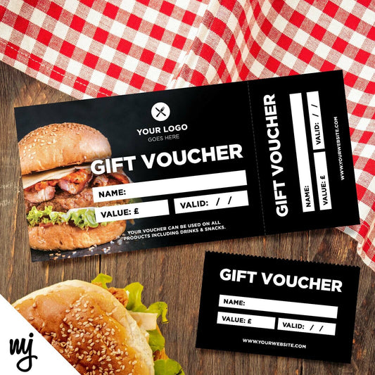 Custom Printed Gift Vouchers | Perforated | Food Restaurant Takeaway Burger 04