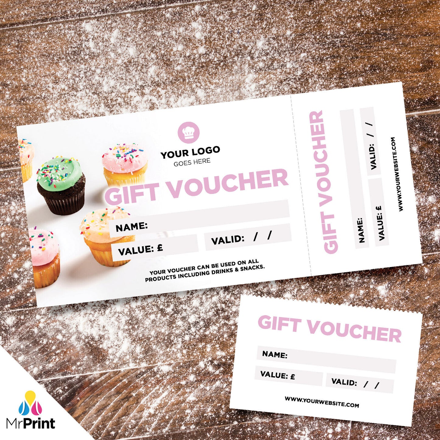 Custom Printed Gift Vouchers | Perforated | Bakery Cake Bread Shop Food Cafe 06