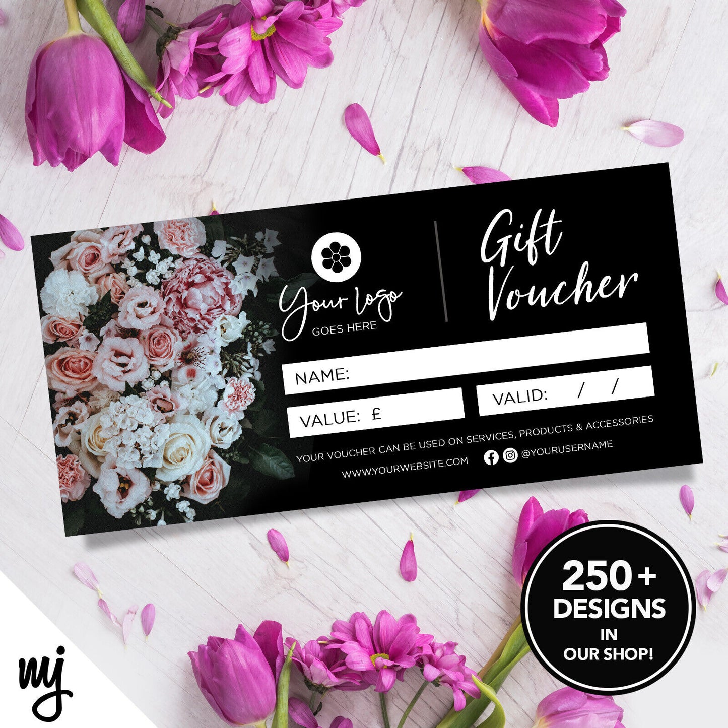 Custom Printed Business Gift Vouchers | Florist Flowers Floral Bouquet 02