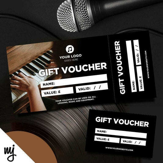 Custom Printed Gift Vouchers | Perforated | Piano Keyboard Lesson Music Shop Gig