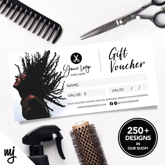 Custom Printed Business Gift Vouchers | Salon Hair Hairdresser Afro 08