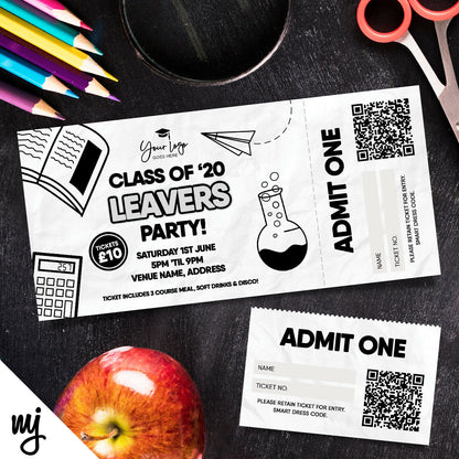 Custom School Leavers Party Ticket Printing | Perforated Stubs | Class Of 2020 1