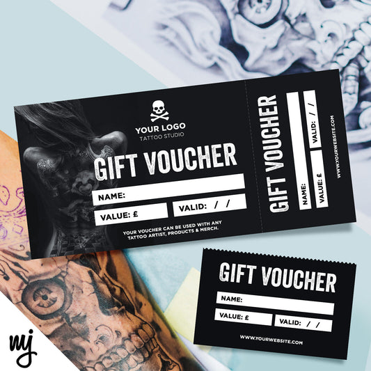 CUSTOM PRINTED GIFT VOUCHERS | PERFORATED | TATTOO ARTIST SHOP STUDIO INK TAT 04