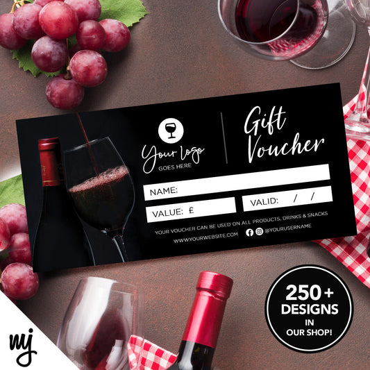 Custom Printed Business Gift Vouchers | Wine Bar Restaurant Posh Food Drink