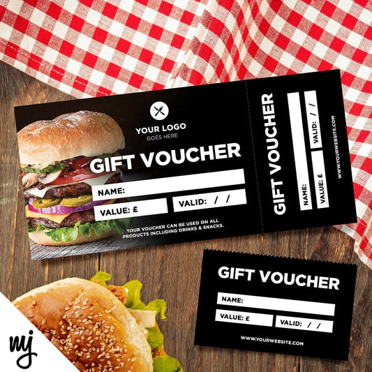 Custom Printed Gift Vouchers | Perforated | Food Restaurant Takeaway Burger 04