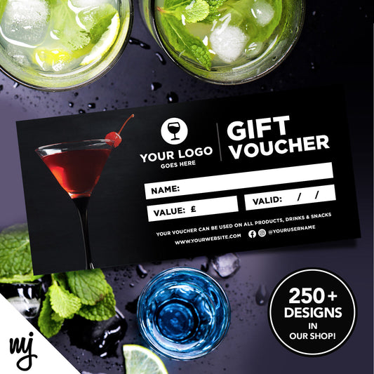 Custom Printed Business Gift Vouchers | Cocktail Bar Restaurant Drinks Pub 5