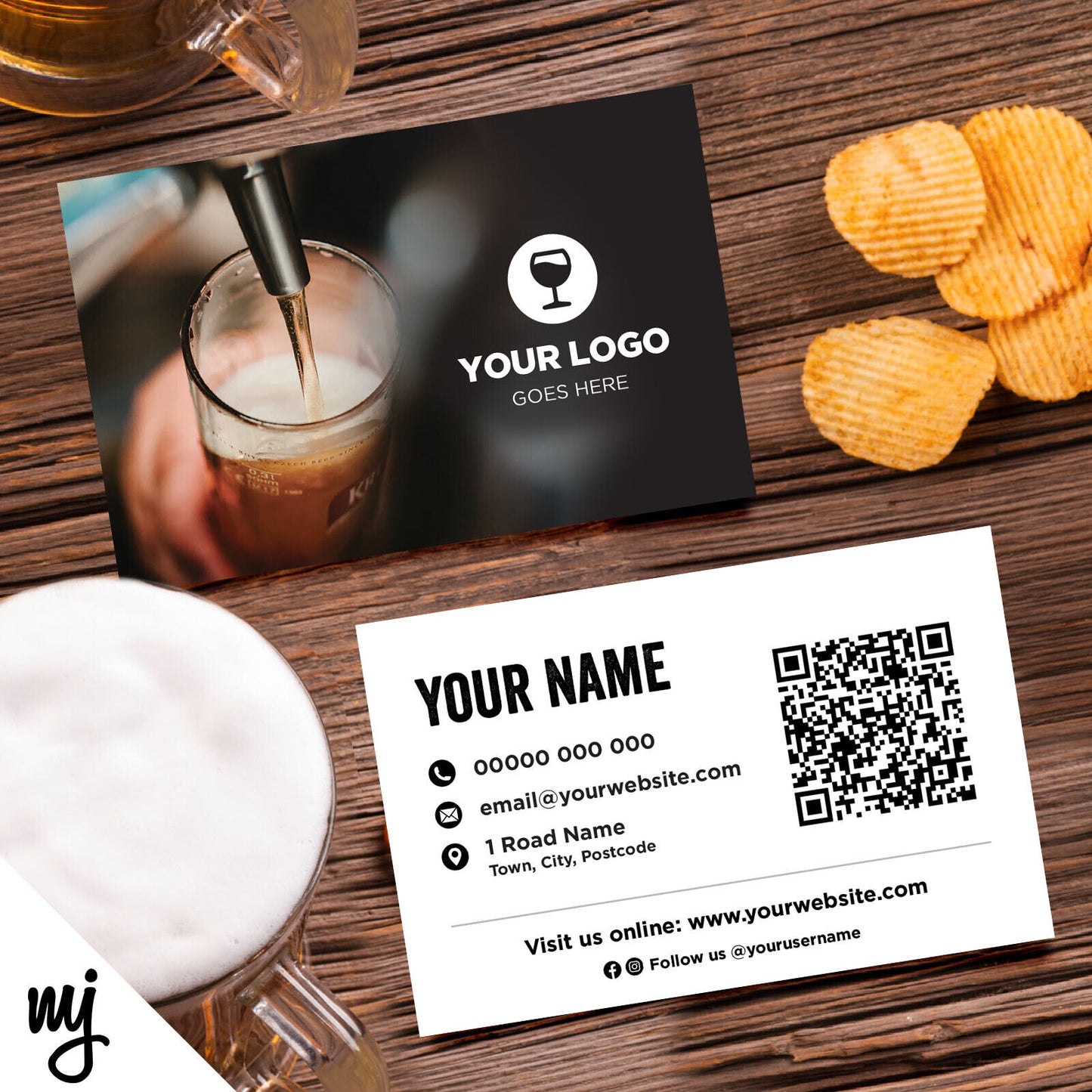 Custom Business Card Printing | Bar Restaurant Pub Beer Wine Snacks Brewery 01