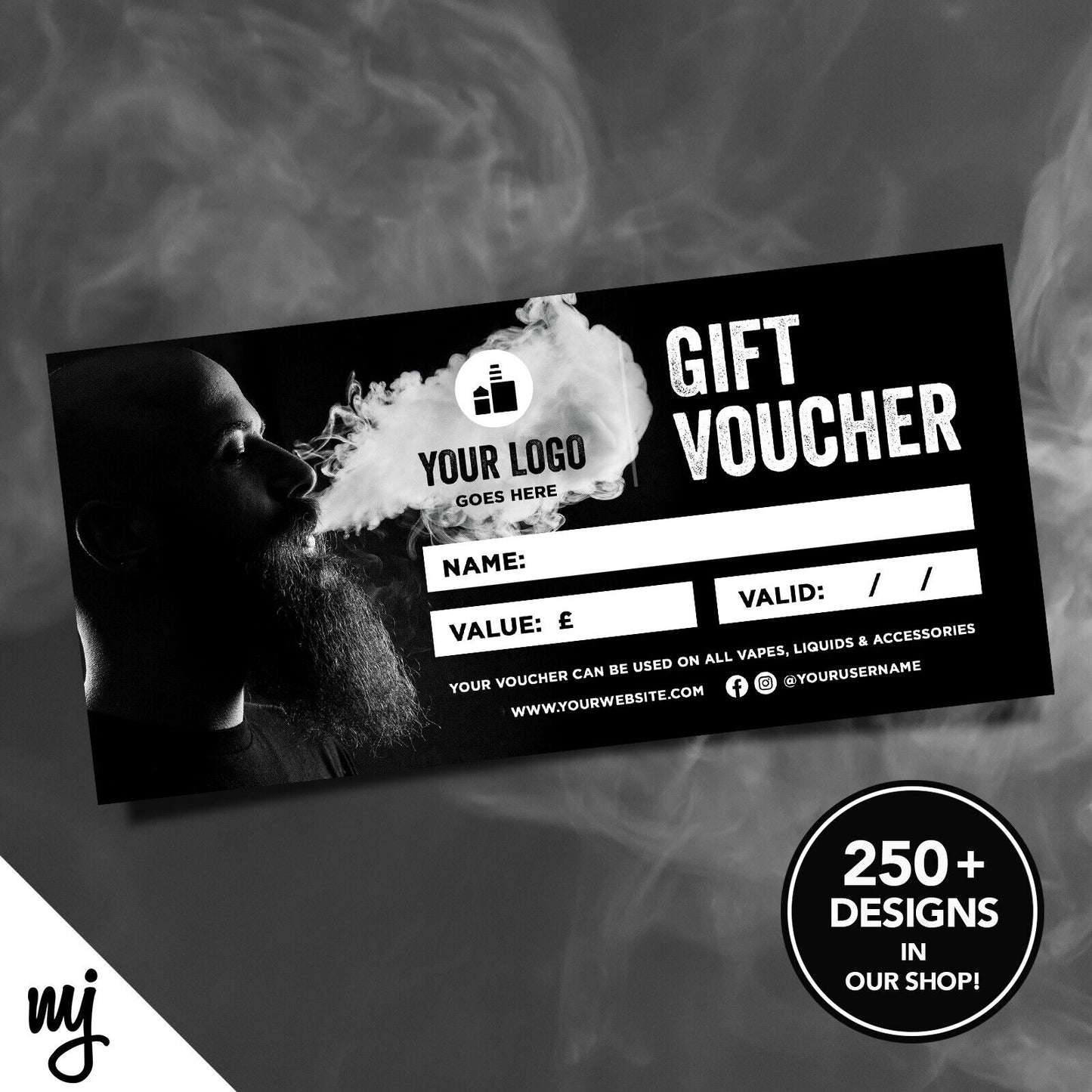 Custom Printed Business Gift Vouchers | Vapour Smoke Quit Smoking Business