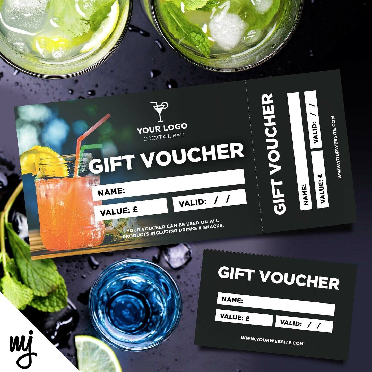 Custom Printed Gift Vouchers | Perforated | Cocktail Bar Restaurant Drinks Pub 1