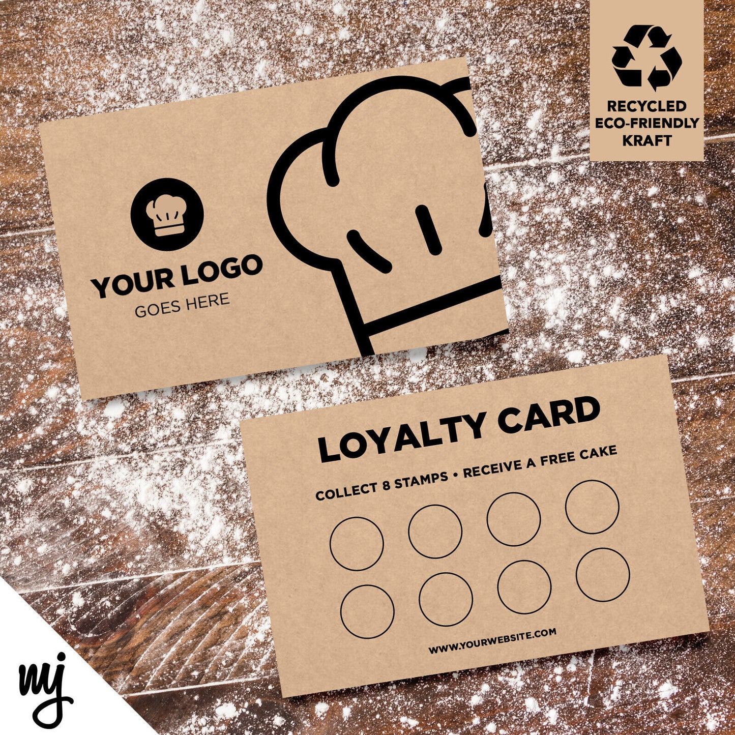 Kraft Loyalty Card Printing Eco Recyclable | Bakery Cake Bread Shop Food Cafe 01