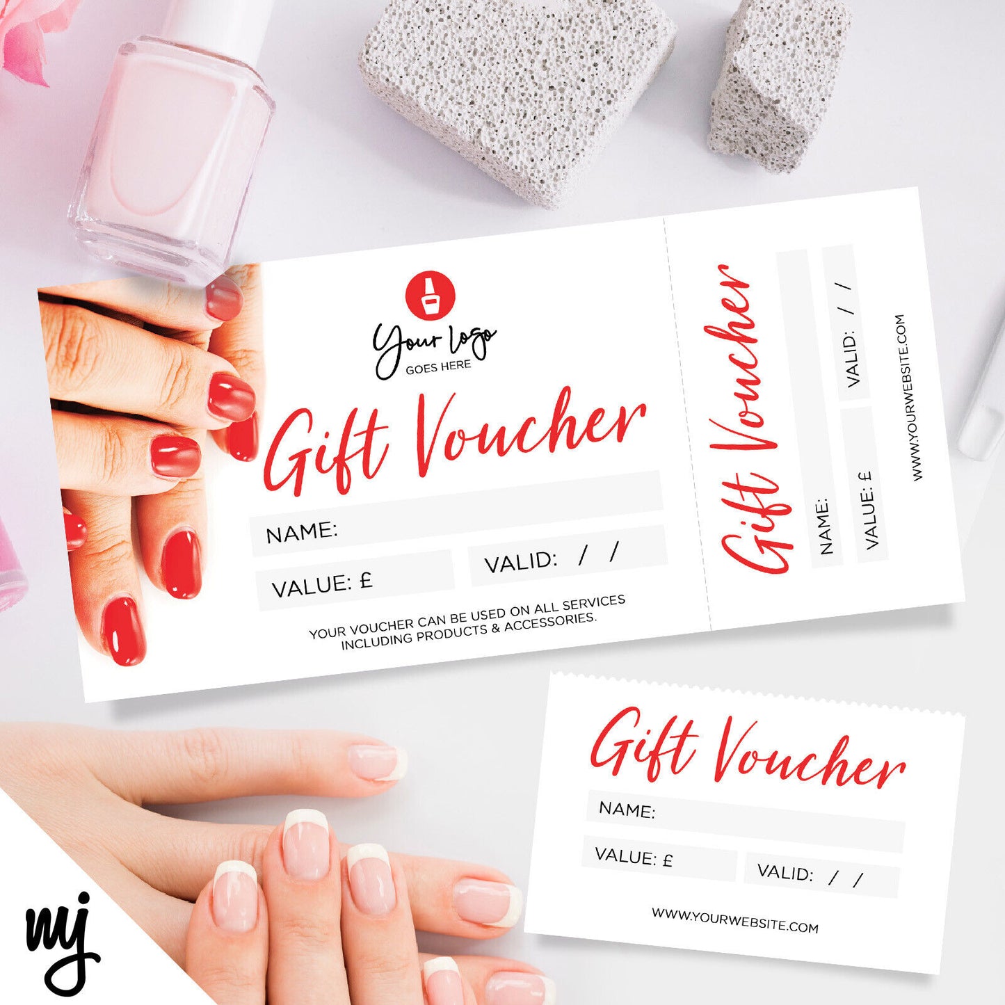 Custom Printed Gift Vouchers | Perforated | Nail Artist Beauty Therapist 04