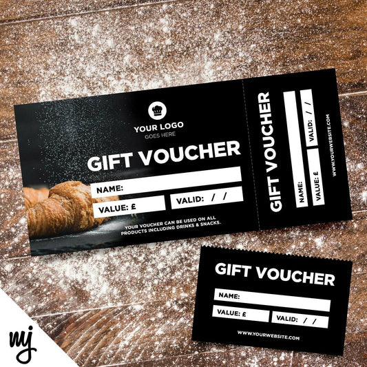 Custom Printed Gift Vouchers | Perforated | Bakery Cake Bread Shop Food Cafe 02