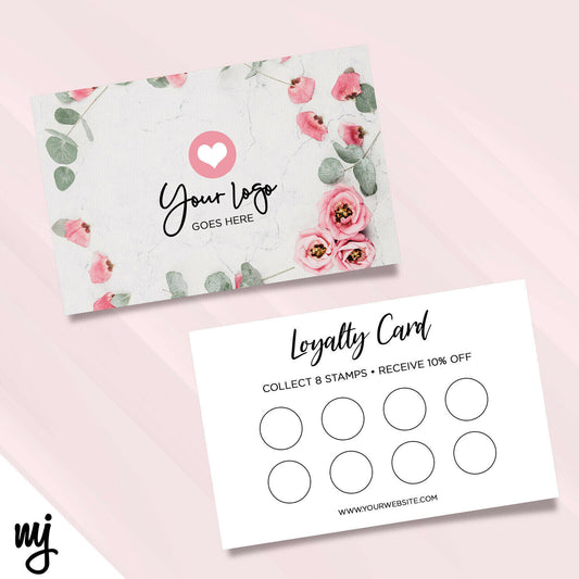 Custom Loyalty Card Printing | Floral Pink Feminine Generic Flower Design 06