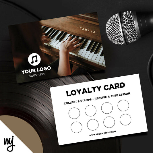 Custom Loyalty Card Printing | Piano Keyboard Lesson Music Shop Gig Business