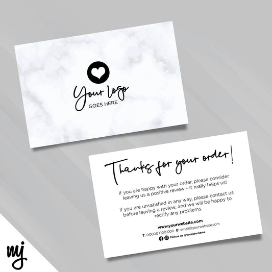 Custom Printed Ebay/etsy Thank You Cards | Marble Black Modern Generic Style 03