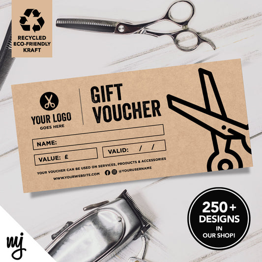 Custom Eco Recyclable Kraft Gift Vouchers | Barber Hairdresser Grooming Men 03