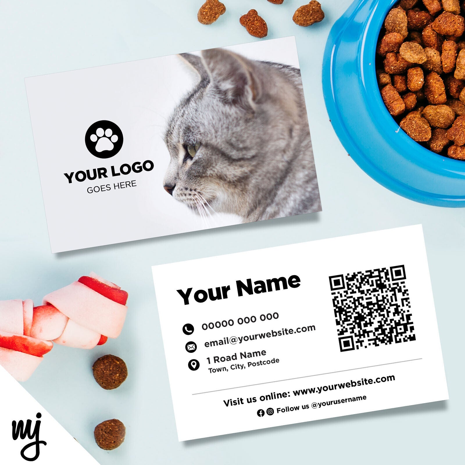 Custom Business Card Printing Pet Shop Grooming Supplies Cat