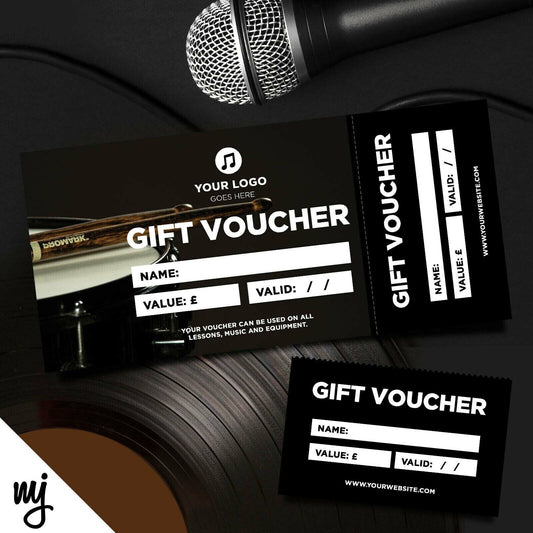 Custom Printed Gift Vouchers | Perforated | Drum Lesson Music Shop Gig Show 01