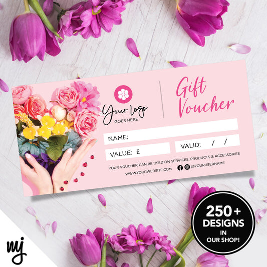 Custom Printed Business Gift Vouchers | Florist Flowers Floral Bouquet 01