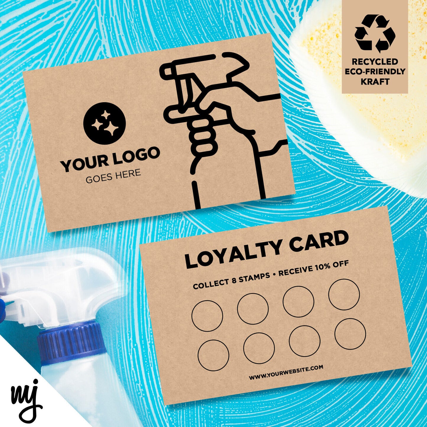 Kraft Loyalty Cards Eco Recyclable | Car Wash Cleaning Valet Auto Detailing 02