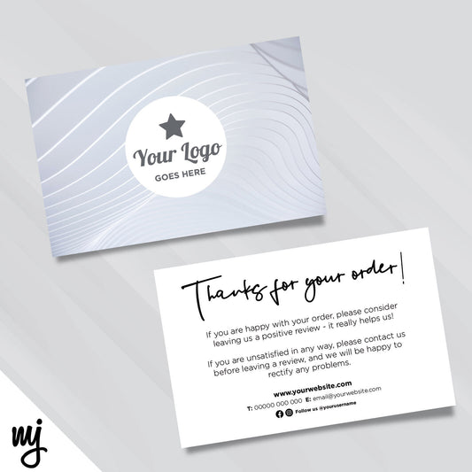 Custom Printed Ebay/etsy Thank You Cards | Grey Silver Blue Swirl Modern