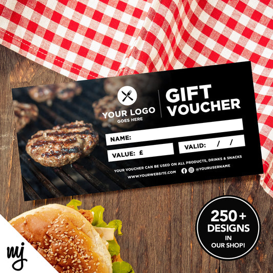 Custom Printed Business Gift Vouchers | Food Restaurant Takeaway Burger Grill 03