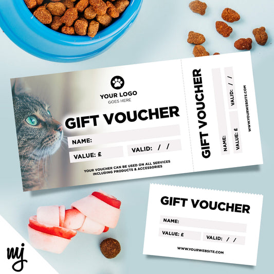 Custom Printed Gift Vouchers | Perforated | Pet Shop Supplies Cat Kitten 02