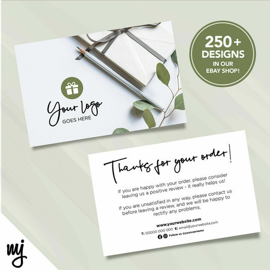 Custom Printed Ebay/etsy Thank You Cards | Green Parcel Gift Package Generic 03