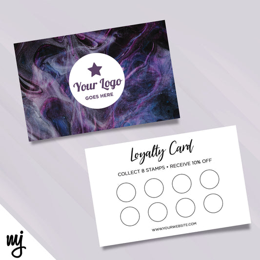 Custom Loyalty Card Printing | Space Purple Stars Sky Galaxy Swirl