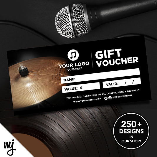 Custom Printed Business Gift Vouchers | Drum Lesson Music Shop Gig Show 02