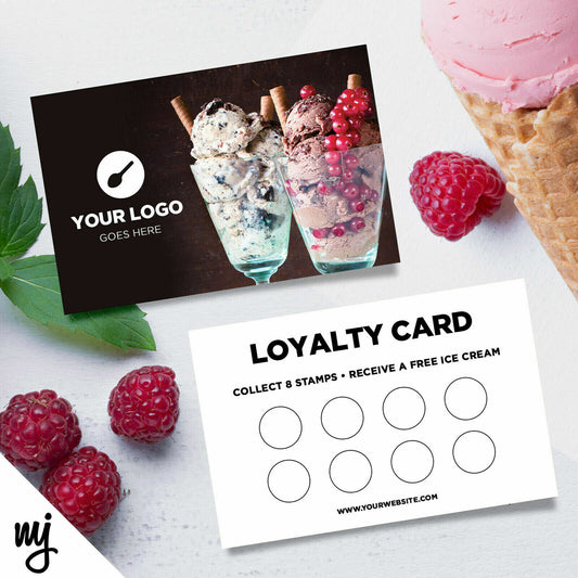 Custom Loyalty Card Printing | Ice Cream Van Desserts Pudding Sweets Business 01