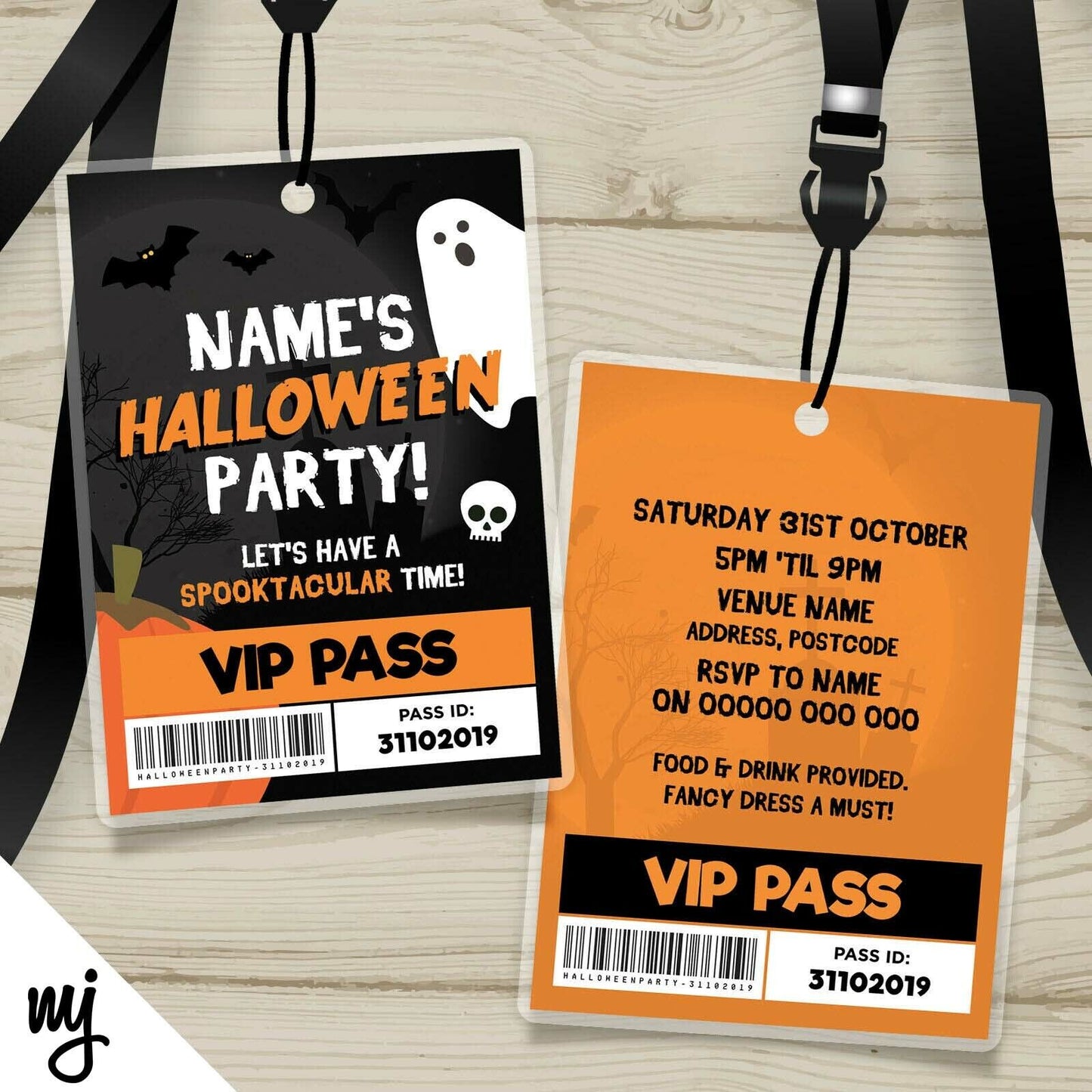 Halloween Ghost Vip Passes & Lanyards