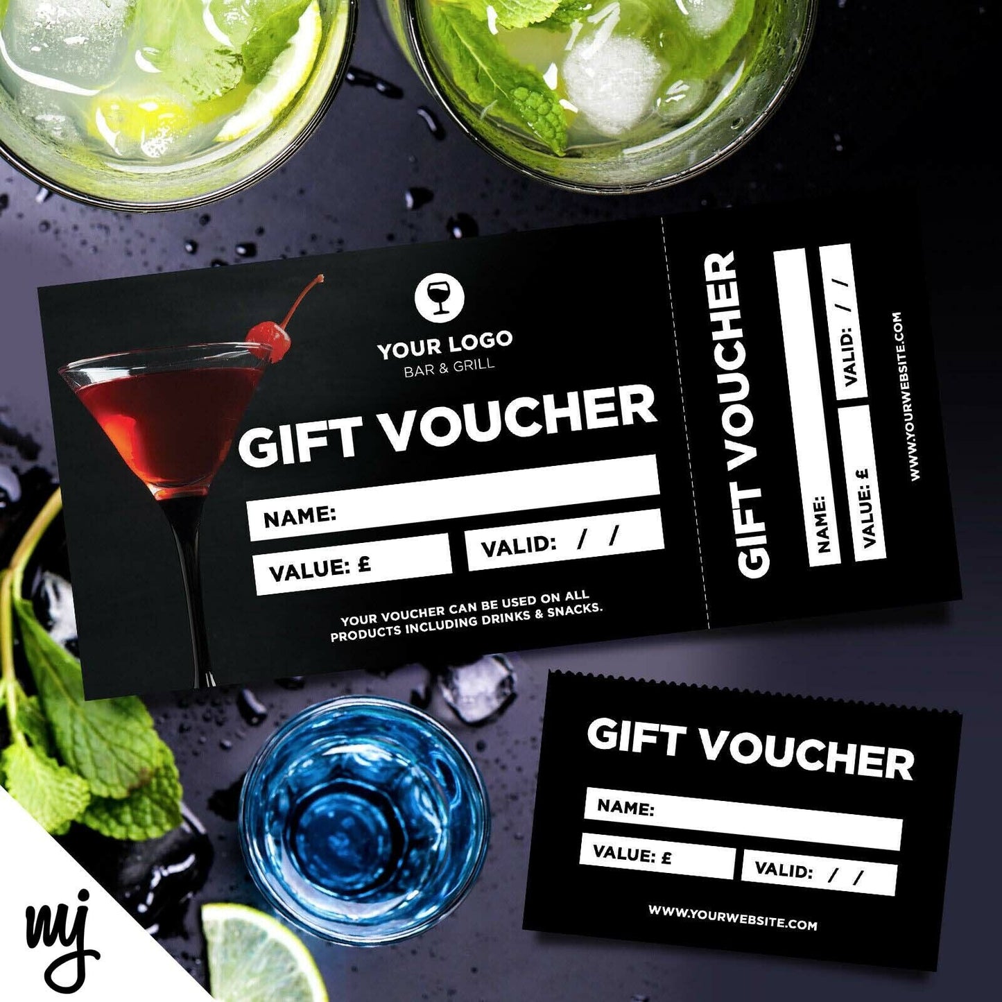 Custom Printed Gift Vouchers | Perforated | Cocktail Bar Restaurant Drinks Pub 4