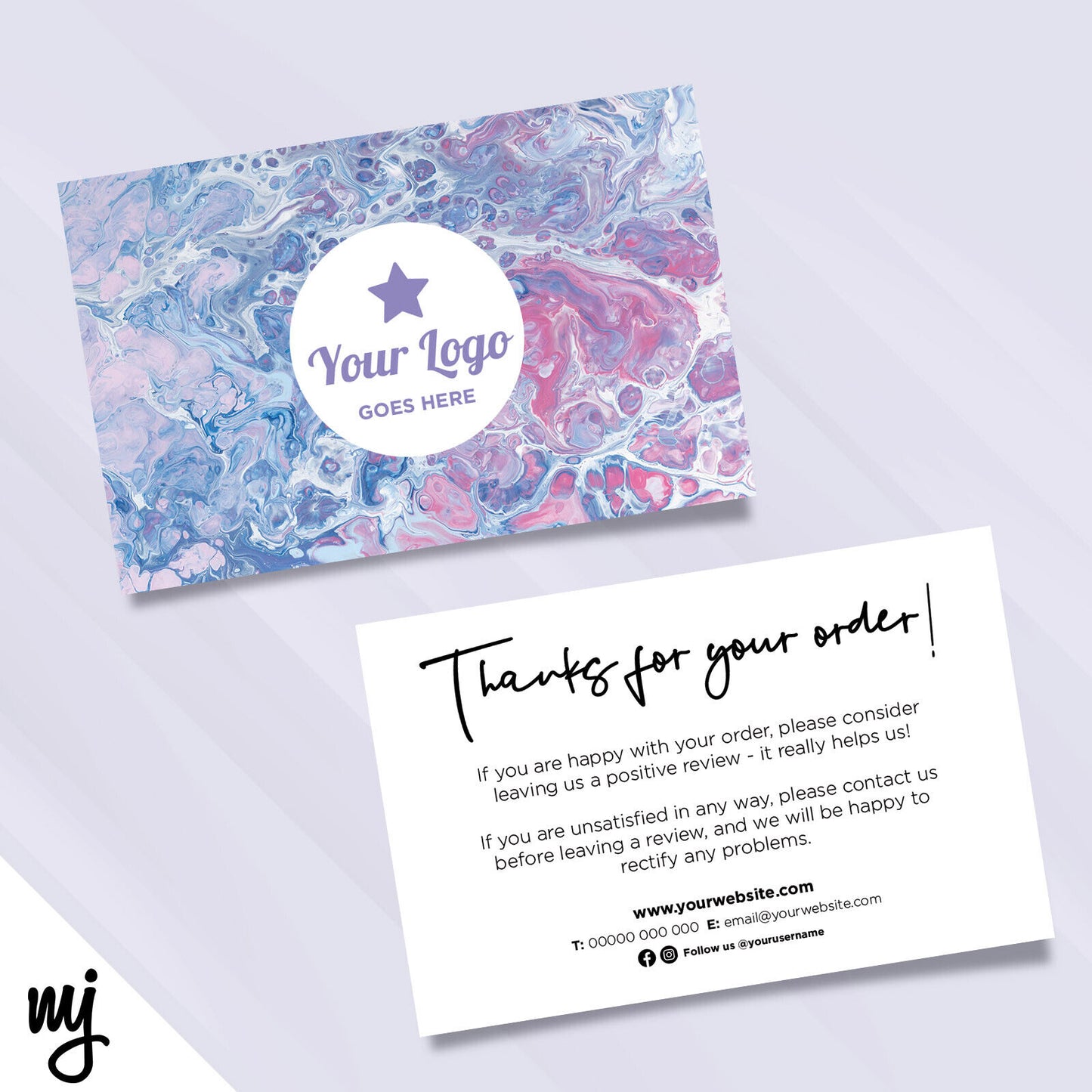 Custom Printed Ebay/etsy Thank You Cards | Pink Purple Wax Drop Liquid Pattern