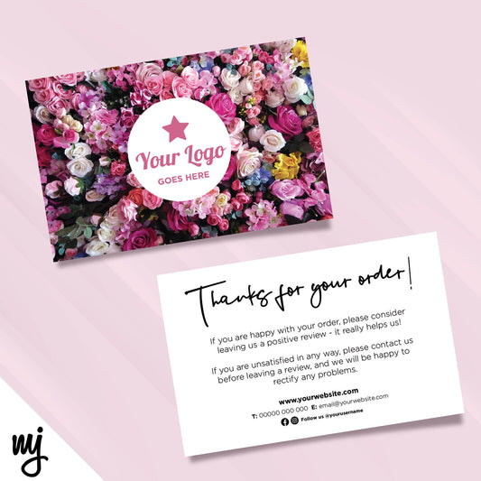 Custom Printed Ebay/etsy Thank You Cards | Floral Flowers Pink Purple Bright