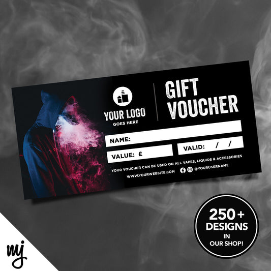 Custom Printed Business Gift Vouchers | Vapour Smoke Quit Smoking Business 3