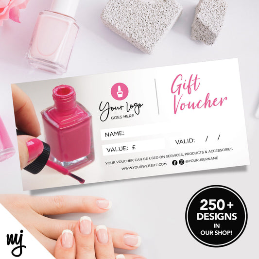 Custom Printed Business Gift Vouchers | Nail Nails Technician Beauty Therapist 2