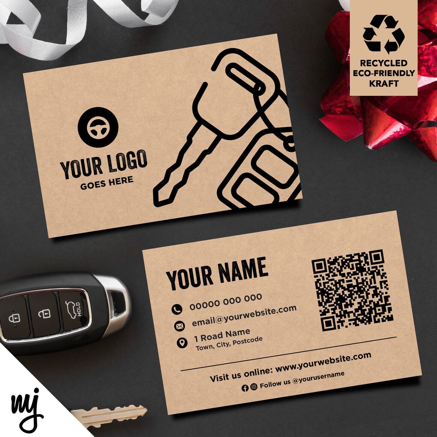 Kraft Business Cards Eco Recyclable | Car Vehicle Valet Showroom Auto Driving 02